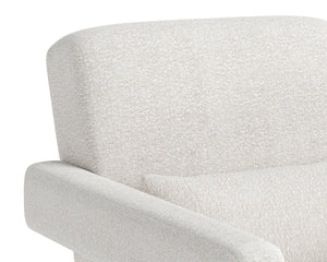 Sunpan Forester Lounge Chair - Copenhagen White Boucle With Sculpted Arms & Antique Gold Base Elegance Cream Fabric 110939