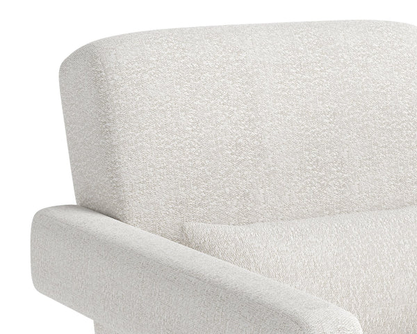 Sunpan Forester Lounge Chair - Copenhagen White Boucle With Sculpted Arms & Antique Gold Base Elegance Cream Fabric 110939