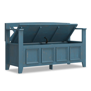 English Elm Amherst Rustic Coastal Storage Bench with Lift-Up Seat, Solid Pine, Distressed Blue Finish, 48" B136P364311