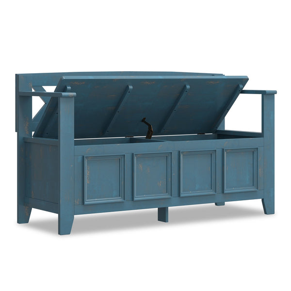 English Elm Amherst Rustic Coastal Storage Bench with Lift-Up Seat, Solid Pine, Distressed Blue Finish, 48" B136P364311