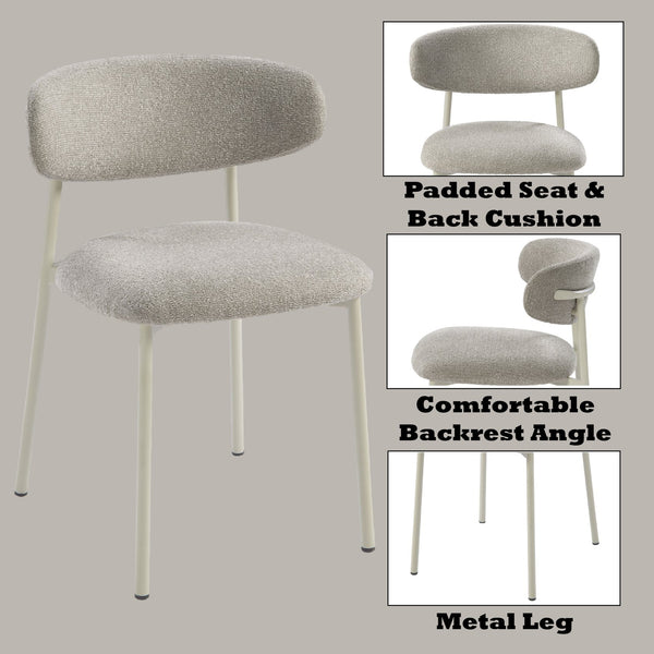 English Elm Ingram Upholstered Gray Side Chair Set of 2 — Padded Comfort, Metal Frame, Sleek Modern Dining Accent B2726P246620