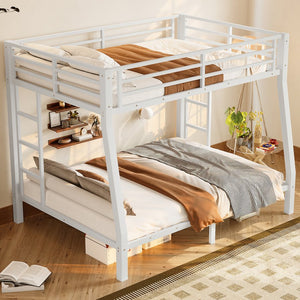 English Elm Metal Full Xl Over Queen Bunk Bed – Space-Saving, Durable Steel Frame, No Box Spring Needed, Easy Setup W1580S00288