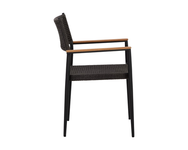 Sunpan Nava Stackable Dining Armchair Set – Elegant Teak and Aluminum Design for Indoor or Outdoor Spaces Black