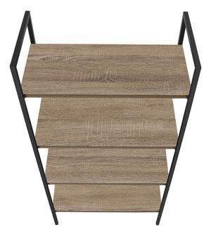 English Elm Bookshelf, 4-Tier Space-Saving Bookcase with Dark Wood-Look Laminate and Black Metal Frame for Home Decor taupe 50 L x 14 W x 4 H B2710P219958