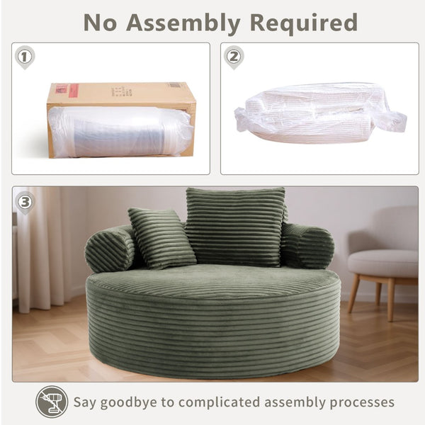 English Elm Round Cloud Sectional Sofa Bed with Memory Foam Fill for Small Space Living W3224P444270