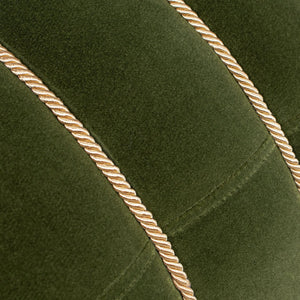 English Elm Jennifer Taylor Home - Edward 17.5" Round Upholstered Ottoman in Olive Green Performance Velvet with Bullion Fringe Accent B2719P269269