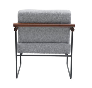 English Elm Modern Boucle Accent Armchair - Stylish Gray Upholstered Lounge Chair For Cozy Living Spaces T3903P372605