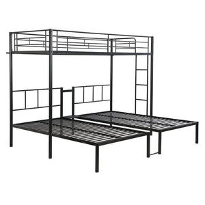 English Elm Twin Triple Bunk Bed - Sturdy Metal Frame With Safety Rail, Vertical Ladder & Storage Shelf For Kids W311S00061-GIGA