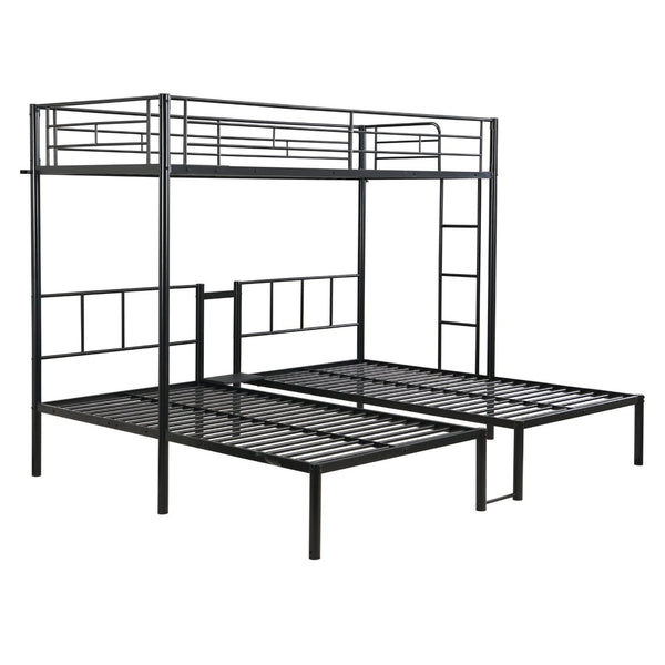 English Elm Twin Triple Bunk Bed - Sturdy Metal Frame With Safety Rail, Vertical Ladder & Storage Shelf For Kids W311S00061-GIGA