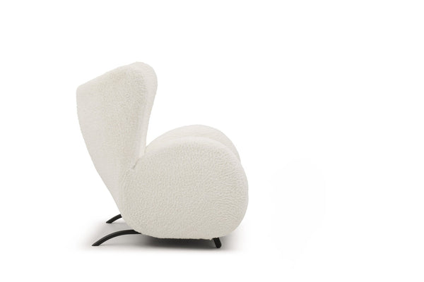 English Elm 2p, Wingback Teddy Fabric Accent Chair with Ottoman Set for Bedroom Lounge W2664S00082