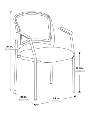 OSP Home Furnishings Progrid Mesh Back Stackable Office Chair with Titanium Frame and Lumbar Support R Grade Fabric 86710R-R