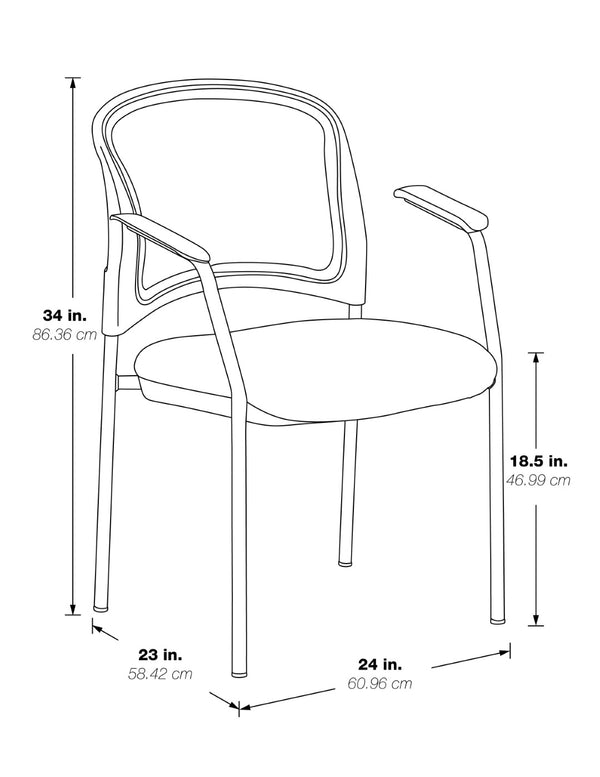 OSP Home Furnishings Progrid Mesh Back Stackable Office Chair with Titanium Frame and Lumbar Support R Grade Fabric 86710R-R