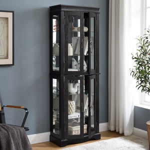English Elm Lighted Curio Display Cabinet - Elegant Glass Storage With Ambient Lighting For Wine, Toys & More W2275P292640