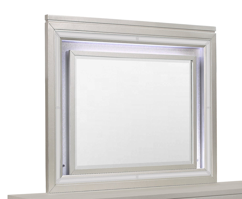 English Elm CROSS Champagne Mirror with LED Lighting — Framed Solid Wood & MDF Large Scale Mirror for Paris Dresser B201P215896