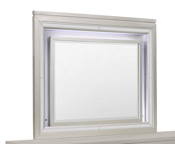 English Elm CROSS Champagne Mirror with LED Lighting — Framed Solid Wood & MDF Large Scale Mirror for Paris Dresser B201P215896