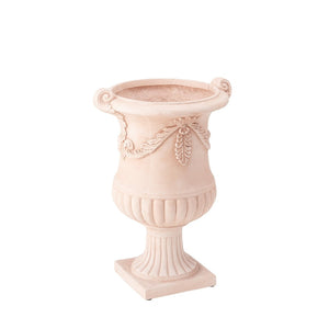 English Elm Elegant Handcrafted Mgo Floral Relief Garden Urn Planter with Antique White Finish Terracotta N772P389441T