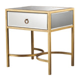 Christopher Knight Home® - Noble House - Siryen Modern Mirror Finished Side Table with Gold Iron Accents