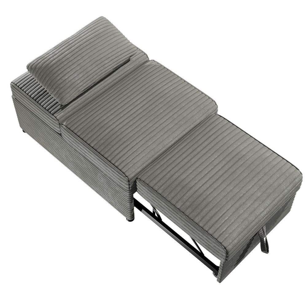 English Elm Contemporary Cozy Convertible Sleeper Sofa Chair with Tufted Corduroy Seat, Pull-Out Bed & Pillow Included Smoke 32 L x 16.5 W x 44 H B011P281838