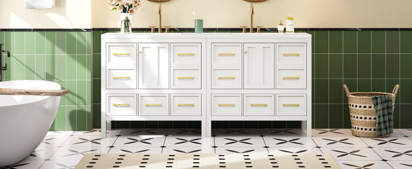 English Elm 72'' Elegant Freestanding Bathroom Vanity Set With Resin Sink, Soft-Closing Drawers & Ample Storage N710SS00012K