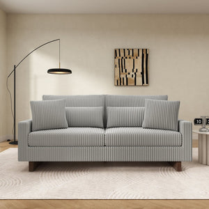 English Elm Modern Corduroy Upholstered Loveseat Sofa with Pocket Springs and Four Accent Pillows Grey N763S000040E