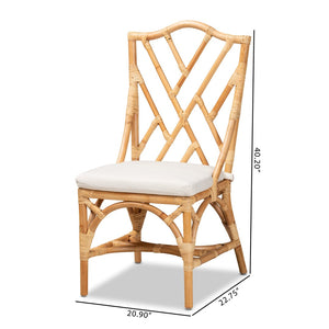 English Elm Modern Handwoven Rattan Dining Chair with Removable Cushion for Coastal Spaces B2750P470027