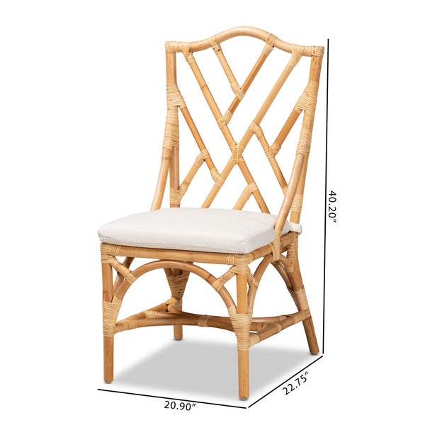 English Elm Modern Handwoven Rattan Dining Chair with Removable Cushion for Coastal Spaces B2750P470027