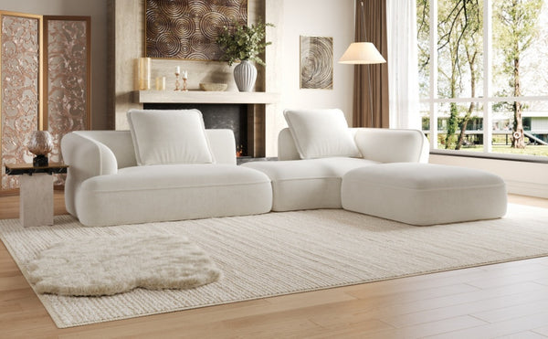 English Elm 122" L-shaped Sectional with Deep Chaise High Density Foam Low Profile Living Room Sofa Beige N767P371309W