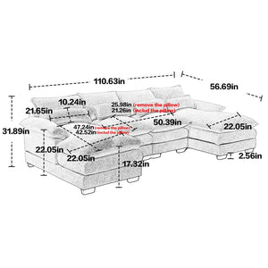 English Elm United We Win Oversized U-Shaped Sectional Sofa With Durable Chenille, High-Density Foam & Solid Frame W1568S00135-GIGA