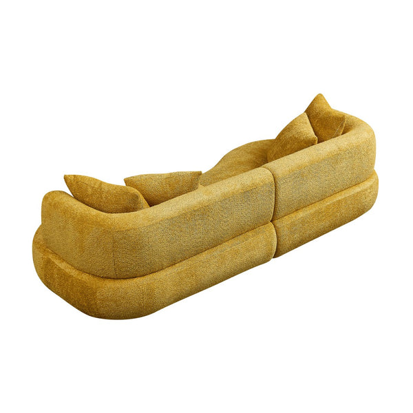 English Elm 102.36 Inch Curved Boucle Sectional Sofa Four Seat Mid Century Modern Living Room W2582S00179