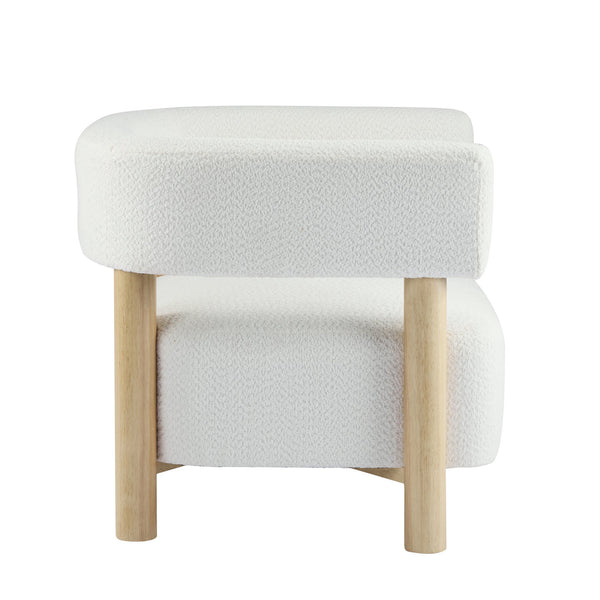 English Elm Christopher Knight Home® - Boucle Plush Bouclé Accent Chair with Rubber Wood Frame, Spring Bag Cushion for Cozy Support White+Natural 30.75 L x 28.9 W x 19.25 H N776P268327C