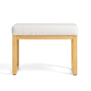 English Elm Shoe-changing Bench Solid Wood Frame Loop Yarn Cushion Compact Entryway Seat Beige W487P384368