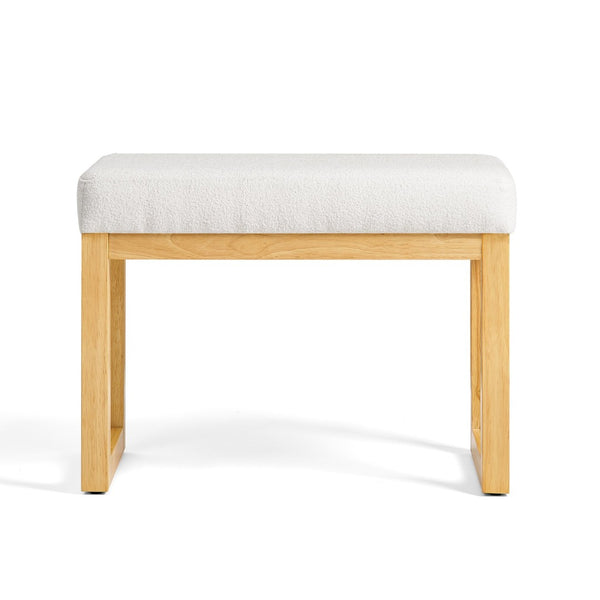 English Elm Shoe-changing Bench Solid Wood Frame Loop Yarn Cushion Compact Entryway Seat Beige W487P384368