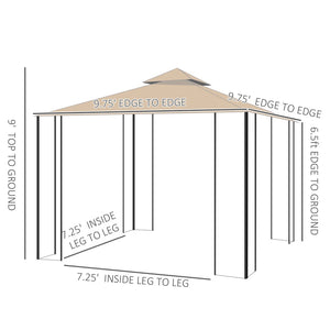 English Elm Outsunny 10' X 10' Durable Patio Gazebo With Corner Shelves, Netting & Vented Roof For Outdoor Relaxing W2225P174253-GIGA