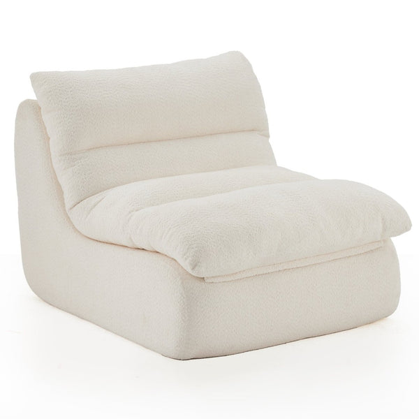 English Elm Upholstered Cocoon Accent Chair Ergonomic Curved Frame Soft Breathable Fabric Lounge Seat Beige T3623P434440