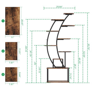English Elm Plant Stand Indoor With Adjustable Grow Lights, 9-Tier Metal Shelf For Beautiful Home Displays T3210P356964-GIGA