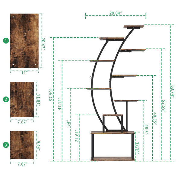 English Elm Plant Stand Indoor With Adjustable Grow Lights, 9-Tier Metal Shelf For Beautiful Home Displays T3210P356964-GIGA