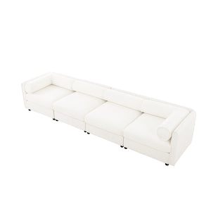 English Elm Modular Sectional Sofa With Ergonomic Cylindrical Support, Built-In Storage, And Modern White Style W714S01041