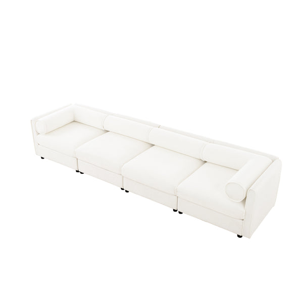 English Elm Modular Sectional Sofa With Ergonomic Cylindrical Support, Built-In Storage, And Modern White Style W714S01041