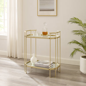 English Elm Walker Edison - Modern Glam Mirror-Top Accent Table – Pale Gold