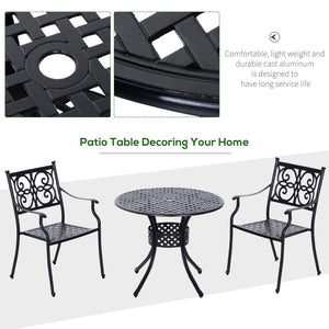 English Elm Outsunny 33" Round Bistro Table - Elegant Cast Aluminum Dining Table With Umbrella Hole For Outdoors W2225P175533-GIGA