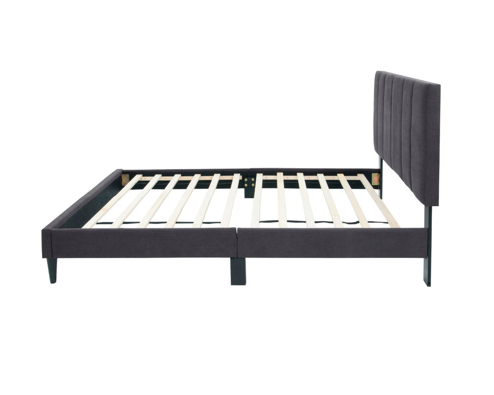 English Elm Twin Adjustable Bed With Channel-Tufted Headboard - Modern Design, Durable Support & Easy Setup B089P240520-GIGA