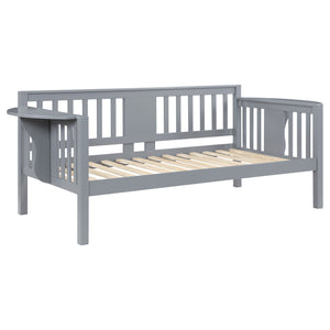 English Elm Albany Twin Daybed with Drop-Down Arm Tables, Grey Wood Finish, Vertical Slat Design for Teens & Home Office B062P358372