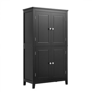 English Elm Elegant Bathroom Floor Storage Cabinet with 4 Doors, Adjustable Shelves, Anti-Tip Design, 28"L x 15"W Black N725P188461B