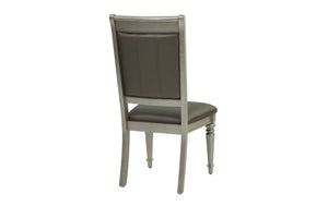 English Elm Luxury Silver Trim Tufted Dining Chairs Set of 2 — Black Faux Leather, Button Accent, 21x24x42" HSESF00F1705