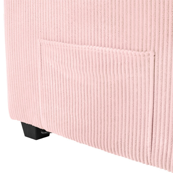 English Elm 72.8" Corduroy Convertible Loveseat with Full Bed Usb Charging and Storage Pockets N719P208880P