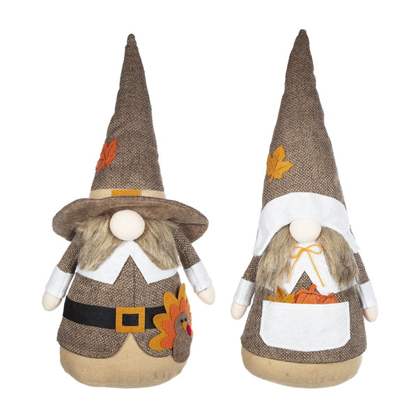 English Elm Set Of 2 Fabric Gnome Figurines – Cozy Autumn Decor For Thanksgiving, Fall Centerpieces & Gifts W2078P375700-GIGA