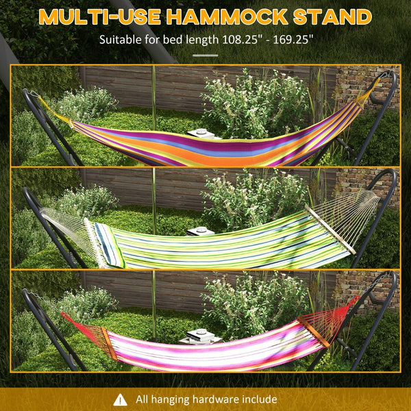 English Elm Outsunny Portable Hammock Stand For 2, Adjustable Steel Frame, 550 Lbs Capacity, Indoor/Outdoor Use W2225P174056-GIGA