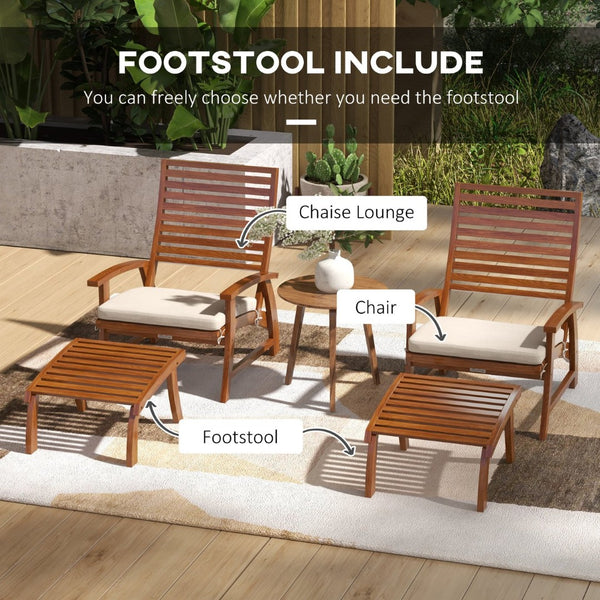 English Elm Outsunny 4-Piece Acacia Wood Outdoor Dining Chair Set With Cushions & Footstools For Ultimate Comfort W2225P174095-GIGA