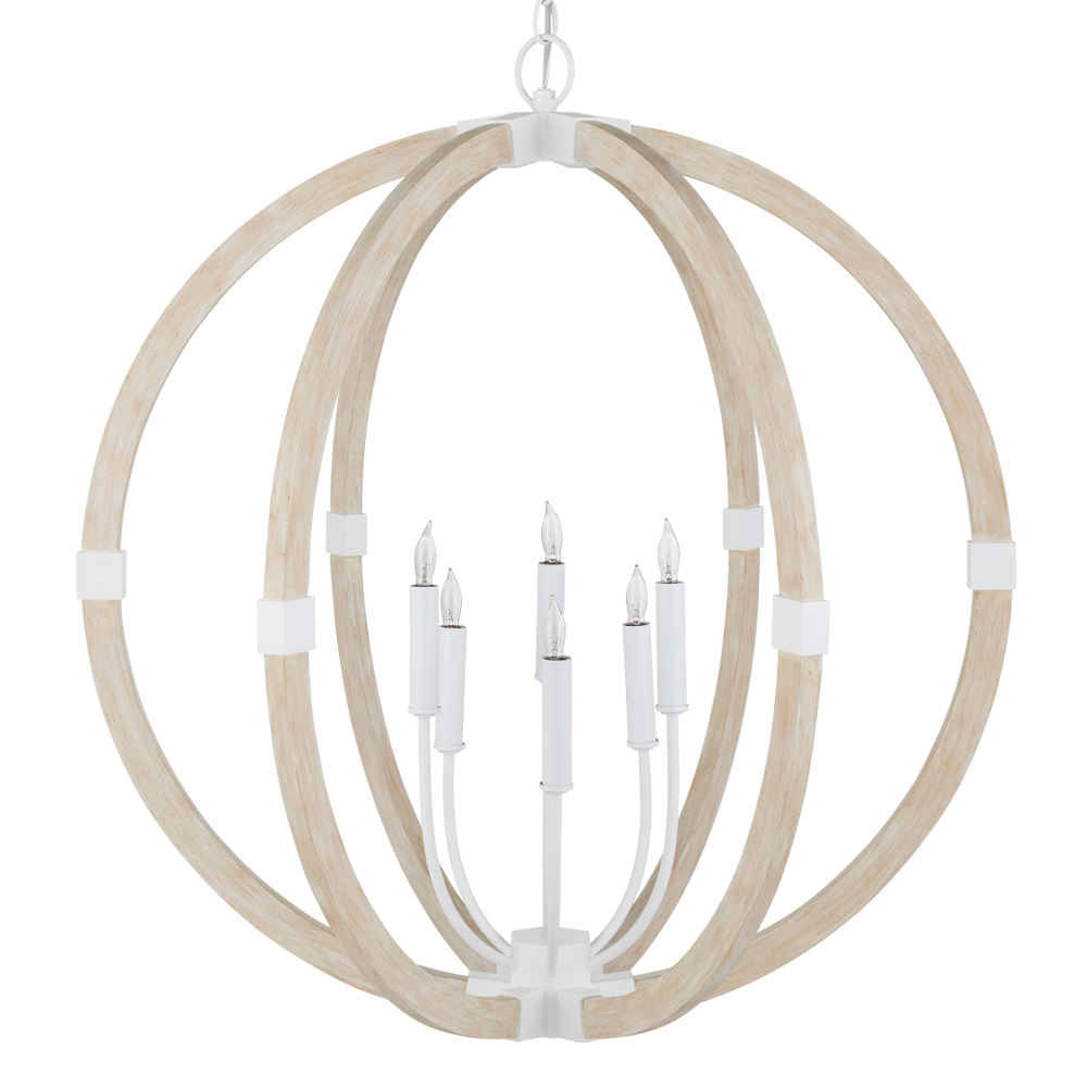 Bastian Sandstone Orb Chandelier - Modern Wrought Iron & Wood Lighting Fixture for Sophisticated Spaces