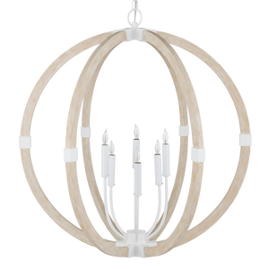 Bastian Sandstone Orb Chandelier - Modern Wrought Iron & Wood Lighting Fixture for Sophisticated Spaces